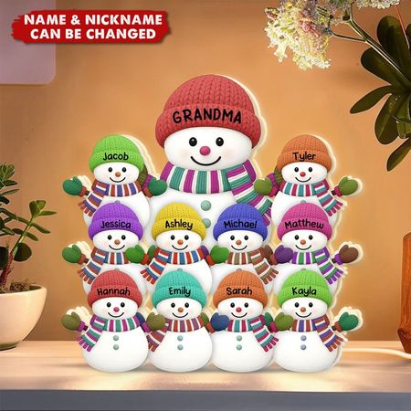 Grandma Grandkids Snowman Together - Personalized LED Light Box